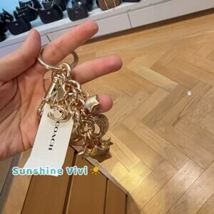 NWT Coach Star Moon Cluster Bag Charm CDB59 Keychain Gold with dust bag
